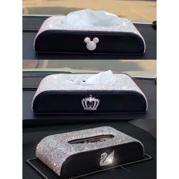 Tempat tissue kitak tissue crown mahkota DAD Kotak Tempat Tisu Mobil Car Dashboard Tissue Box Kulit Sintentis Bentuk D BLINK DAD CROWN MAHKOTA