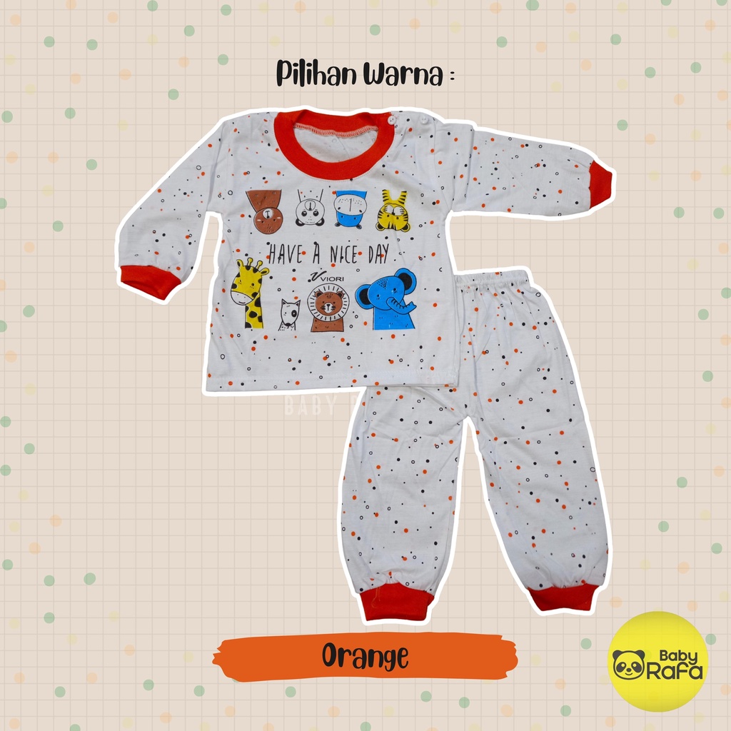 Setelan Piyama Baju Bayi Panjang 3 - 18 Bulan merk VIORI motif Have A Nice Day