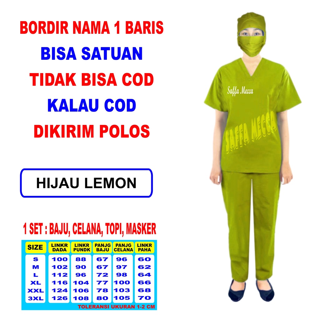 BAJU OKA BORDIR NAMA  / BORDIR NAMA  BAJU OKA / SERAGAM OKA  BORDIR NAMA  / BAJU JAGA / BAJU PERAWAT LENGAN PENDEK TANPA COD