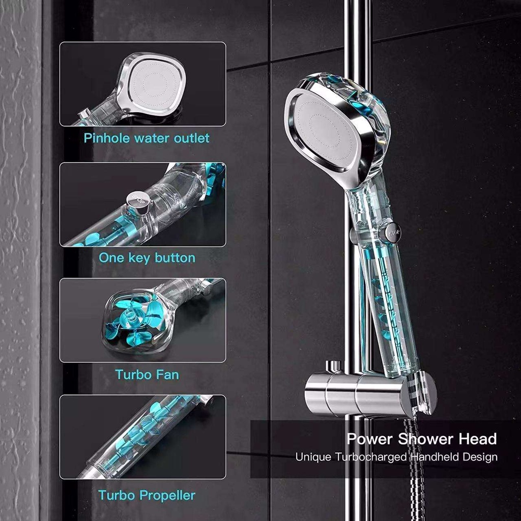 Paket Shower Turbo Booster Aliran Deras Dan Halus + Tiang Shower 60cm + Kran Cabang Lolipop