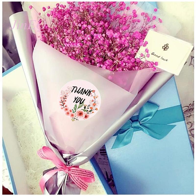 500pcs/Roll  Floral Thank You Stickers/ 8 Types of Floral Packaging Seal Round Labels/ New Year Christmas Birthday Party Gift Sealing Label/ Envelope Thank You Stationery Stickers