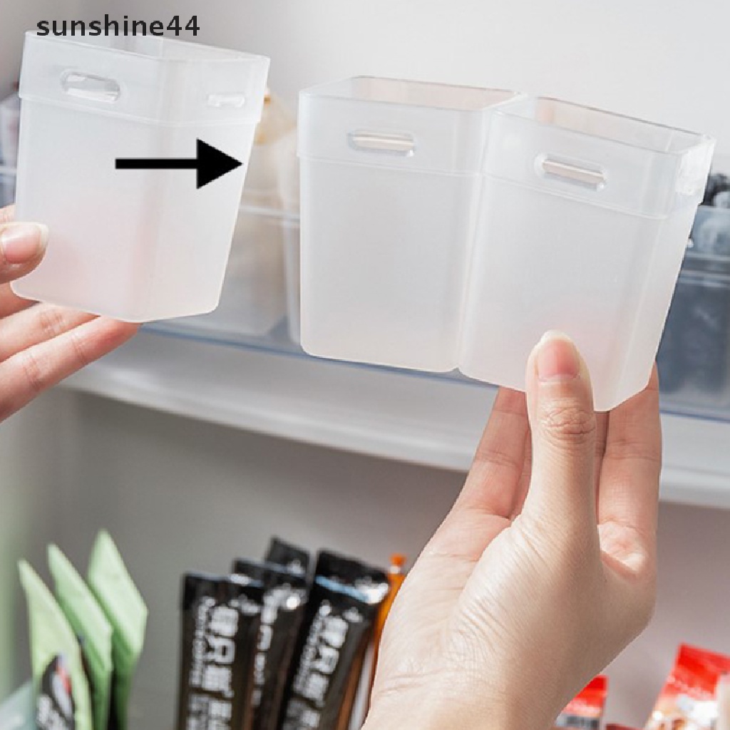 Sunshine 2pcs Kotak Penyimpanan Makanan Bahan Plastik Dengan Gesper Untuk Kulkas