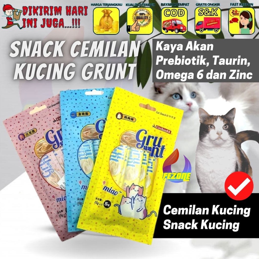 Snack Kucing Grunt / Makanan Kucing Basah Bio Creamy Grunt Treats 15 Gram FEZONE