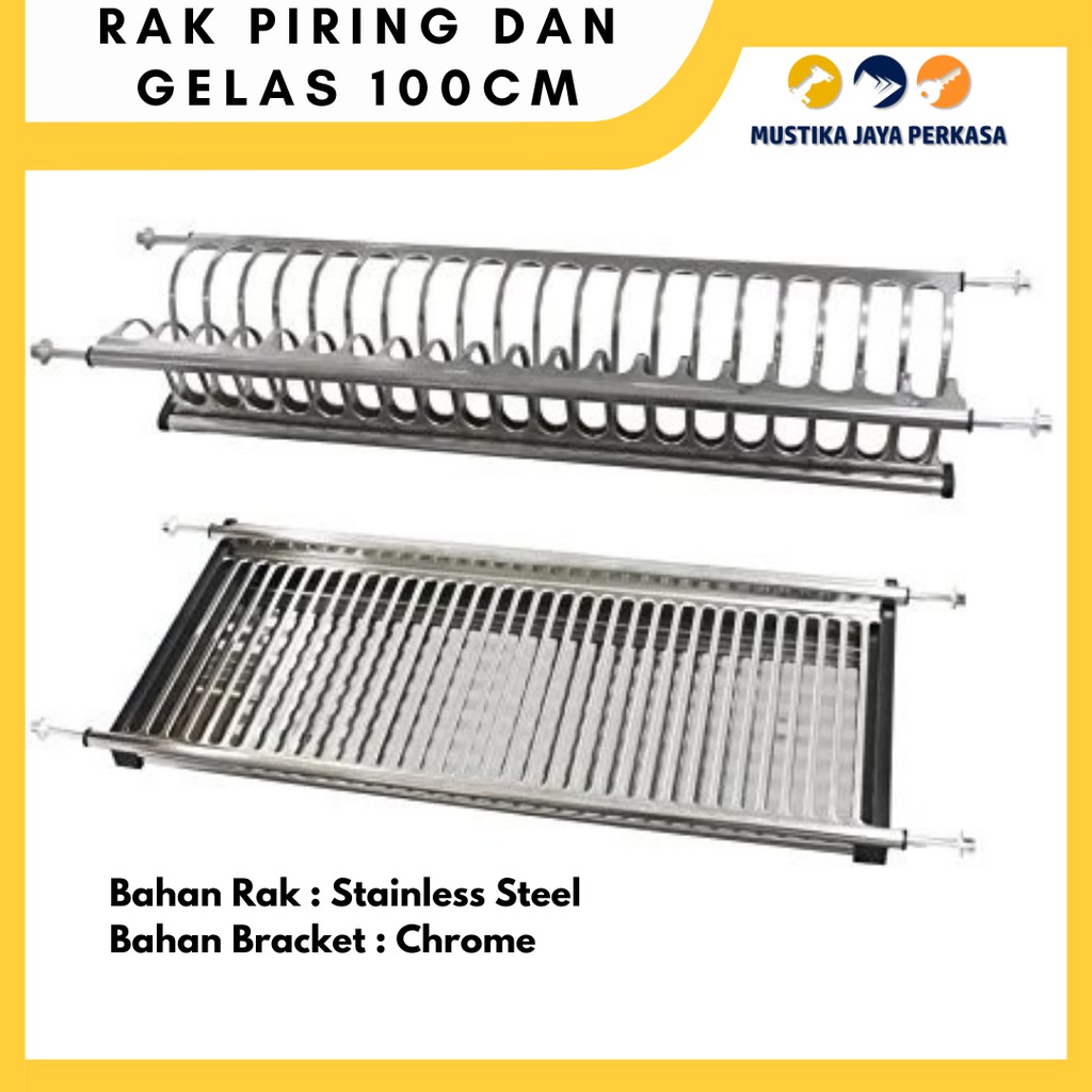 Rak Piring Dapur Atas 60 70 80 90100 cm Gantung Tempat Piring Kabinet Kitchen Set Stainless Steel Stainlis Gelas