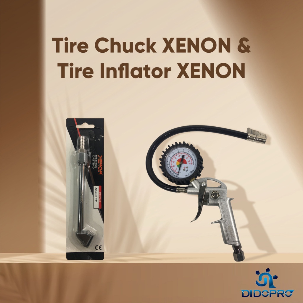 PAKET Tire Inflator-Air Pressure Gun Pengisi Isi Ukuran Angin Ban Tire Chuk