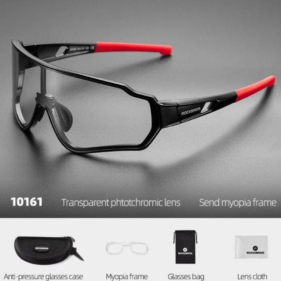 ORIGINAL KACAMATA ROCKBROS PHOTOCROMIC HITAM MERAH