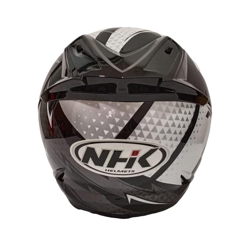 HELM NHK RACE PRO FLASH BLACK SILVER GLOSSY HELM FULL FACE NHK