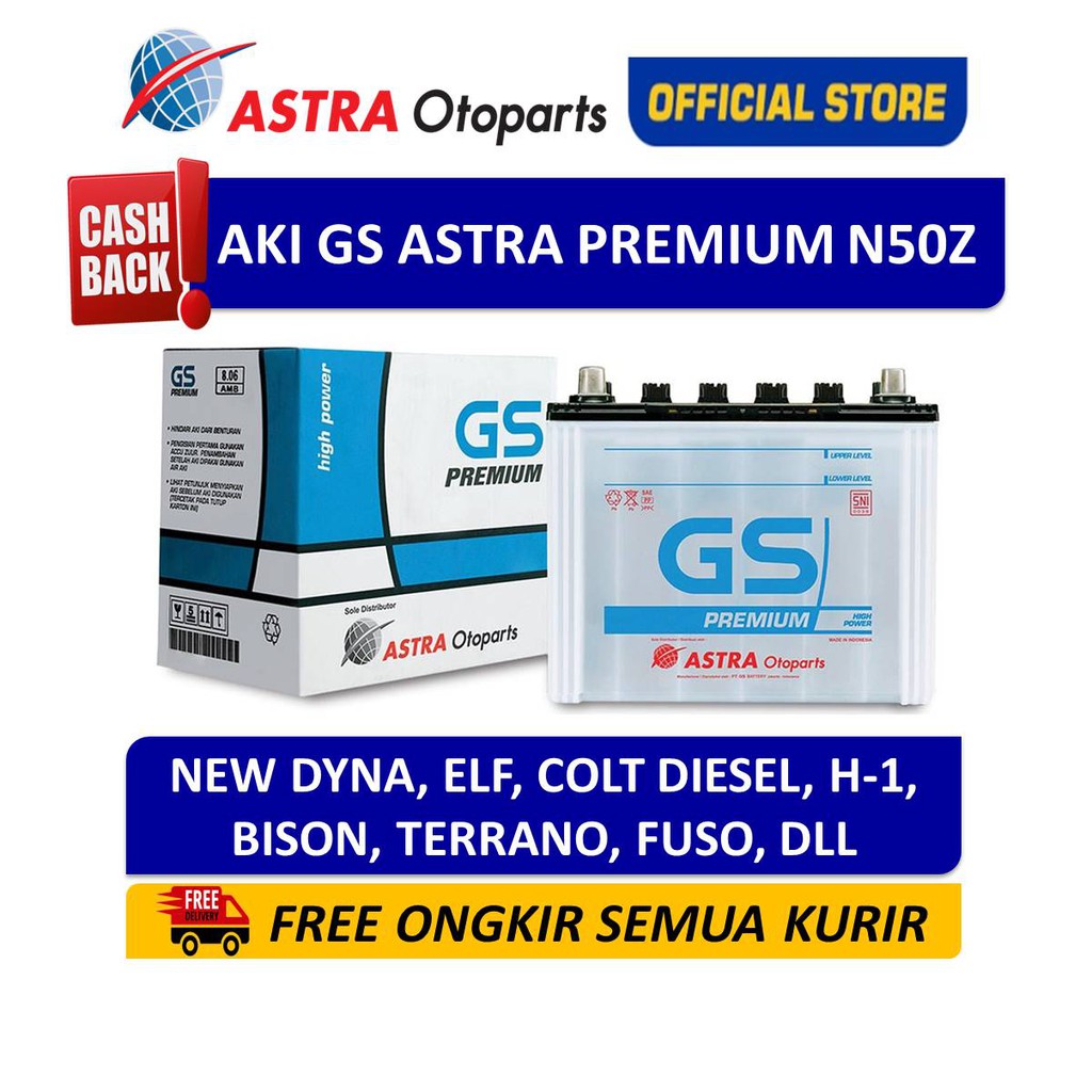 Aki GS ASTRA Premium N50Z Mobil New Dyna, Fuso, Colt Diesel, Elf, dll