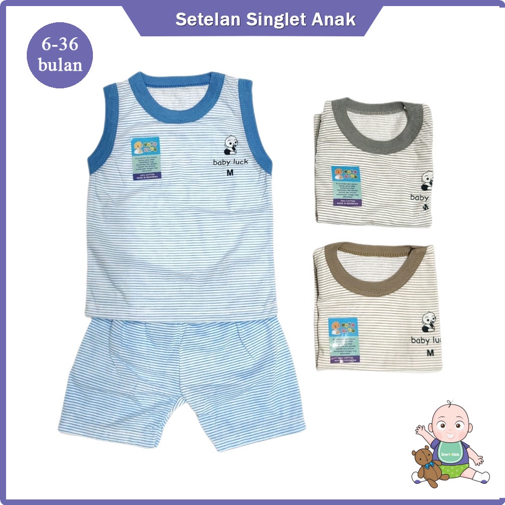 Baju Bayi Setelan Singlet Anak Salur / Baju Bayi / Baju Bayi Unisex / SInglet Anak Salur