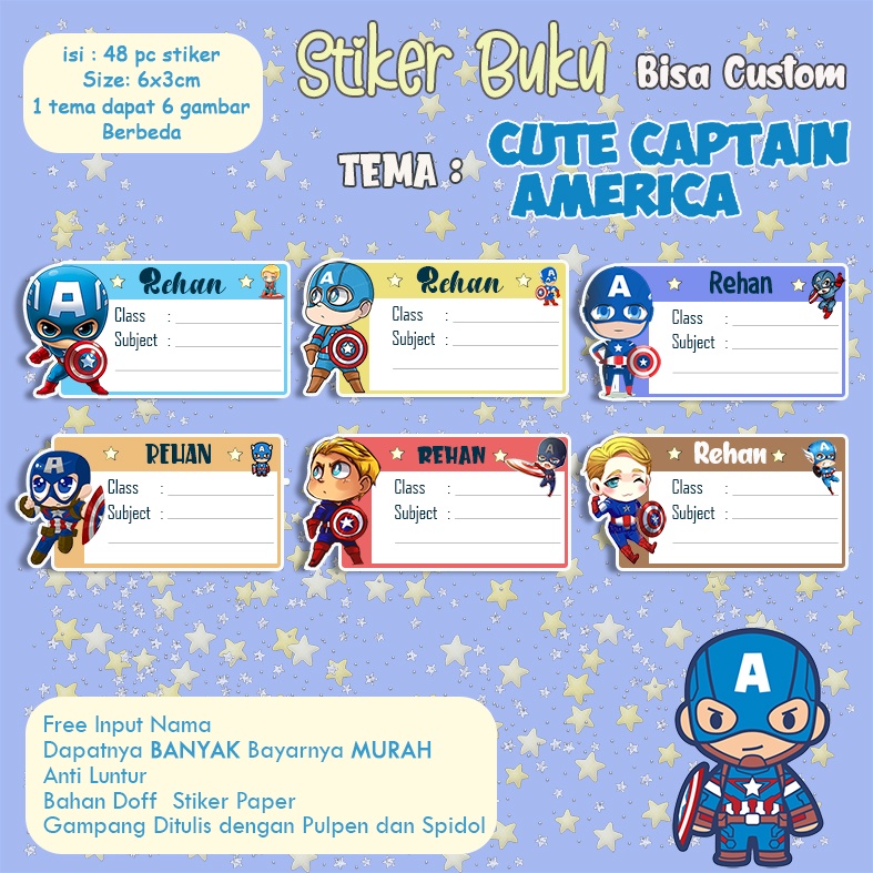 

katalog06-48pcs stiker nama kelas pelajaran anak custom tema karakter lucu murah laser printing