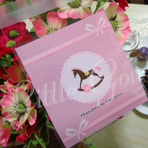 20pcs Baby Horse Pink MEDIUM Cookies Plastic Bag ( Plastik OPP Souvenir Kue / Permen / Biscuit )-4