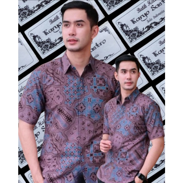 Kemeja Batik Pria Lengan Pendek Slim fit Full Furing Atasan Baju Kondangan Modern