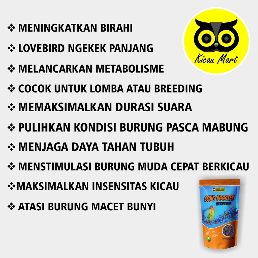 PAKANAN MAKANAN LOMBA TERNAK BURUNG LOVEBIRD DAN PARUH BENGKOK MILET SONG BOOSTER NUTRIBIRD PSBLBFY