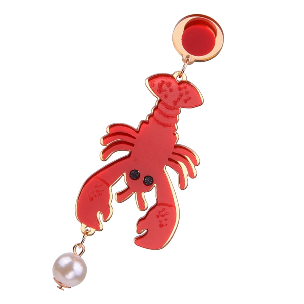 Hu Hu Hu Hu Hu Alat Bantu Pasang Kacamata♡ Anting Tusuk Gantung Statement Bahan Akrilik Desain Lobster / Gurita / Mutiara Imitasi Kreatif Untuk Wanita