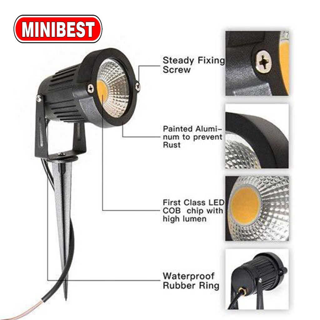 MB LAMPU TAMAN TANCAP / TEMPEL 5WATT/3WATT MODEL MATA DAN COB OUTDOOR WATERPROFF / SPOTLIGHT