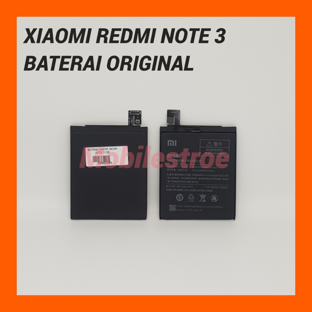 BATERAI XIAOMI REDMI NOTE 3 ORIGINAL