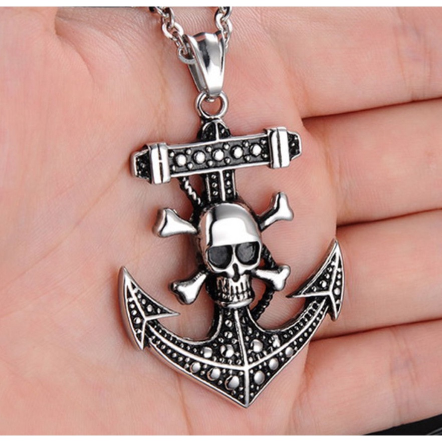 European and American One Piece Skull Anchor Pendant Domineering Men's Necklace