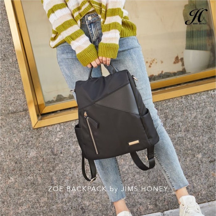 Tas Selempang Jims Honey - Zoe Backpack Tas Ransel Wanita - Hitam sekolah hitz kekinian terbaru kere