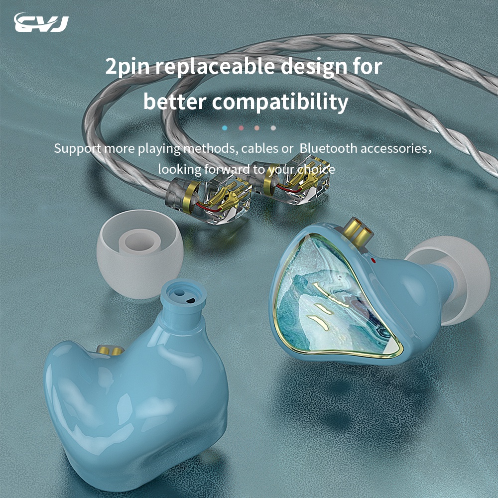 Cvj River Dusk Autumn Moon Earphone HIFI 1BA + 1ddd Hybrid Teknologi Resin Heavy Bass