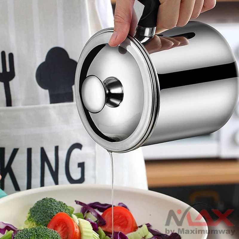 GRAVYO Panci Saringan Minyak Oil Strainer Pot Stainless Steel 1.3L Warna Silver