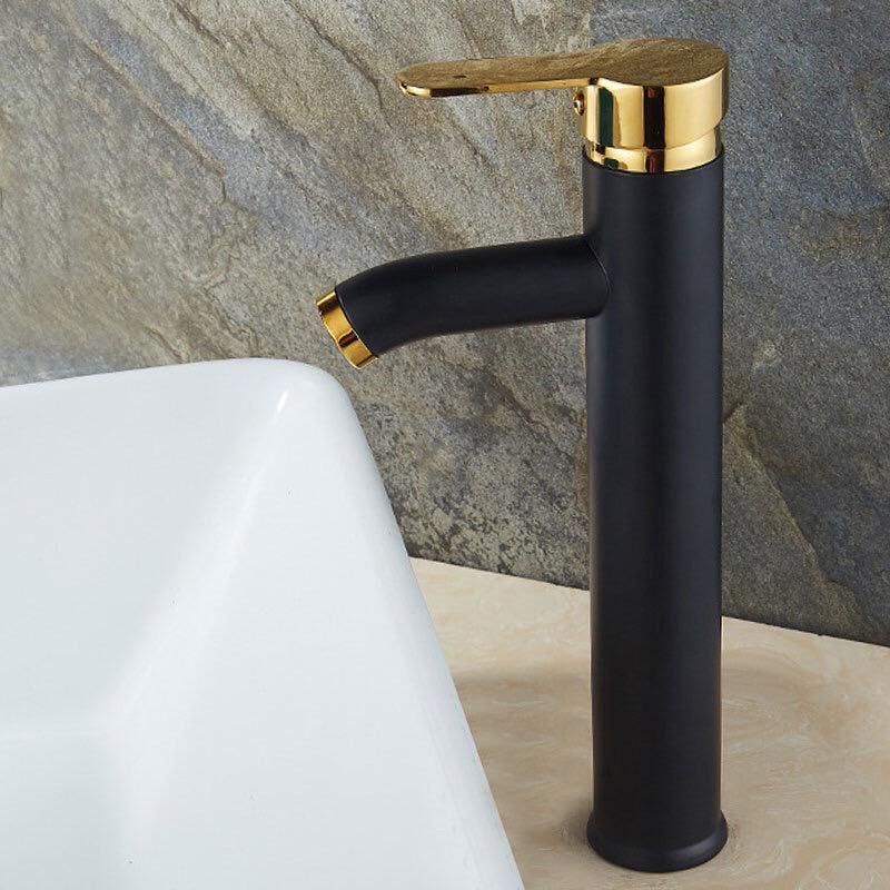 Kran Keran Wastafel Faucet Pendek Tinggi Hitam Emas Black Gold