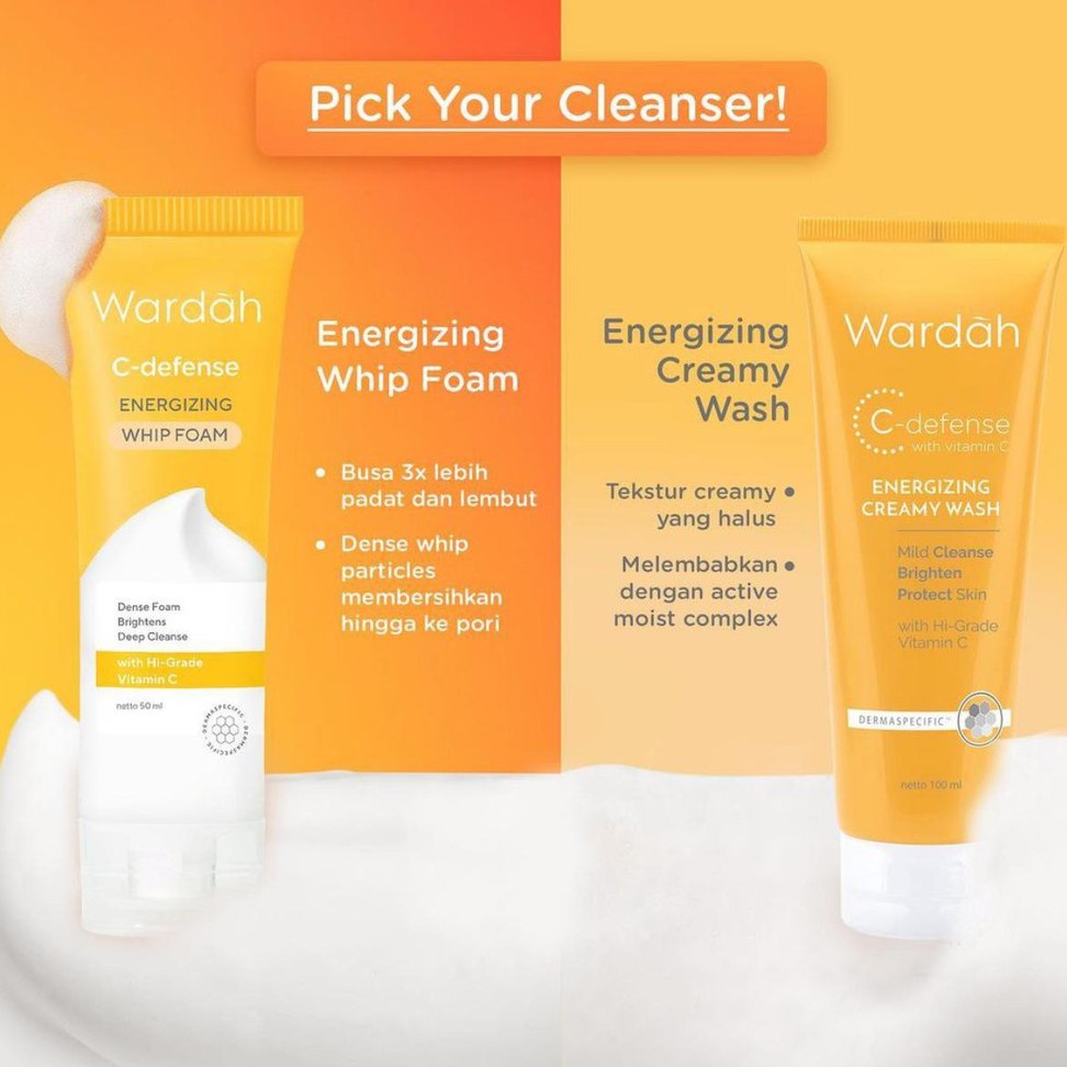 WARDAH C Defense Series - DD Cream - Creamy Wash - Moisturizer - Whip Foam - Face Mist