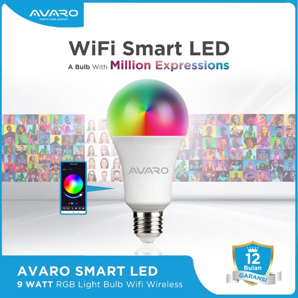 AVARO Wifi Smart LED Bulb 9W RGBWW + Wifi Bohlam Lampu Pintar Home Aut