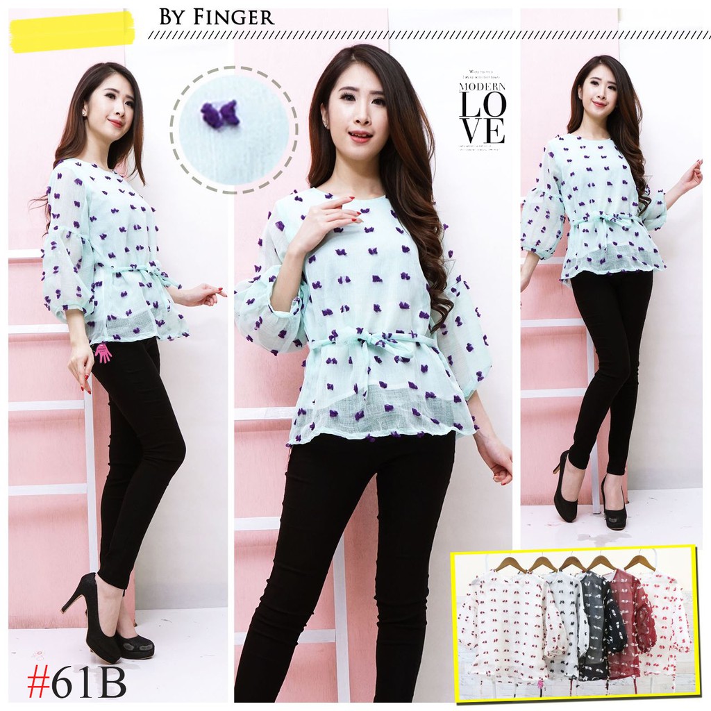 JakartaFashion - blouse rubiah tali lengan balon puff sleeve furing rubiyah model terbaru ikat