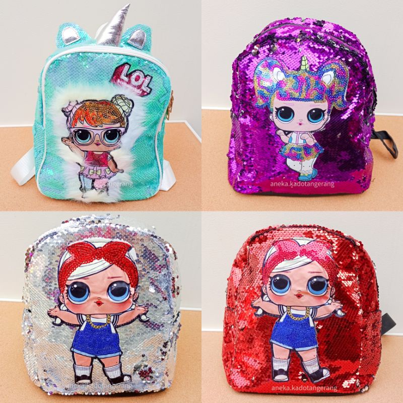 TAS ANAK LOL LED SEQUIN PAYET 2 WARNA BOLAK BALIK TAS ANAK PEREMPUAN CEWEK KADO TAS LED LAMPU TAS RA