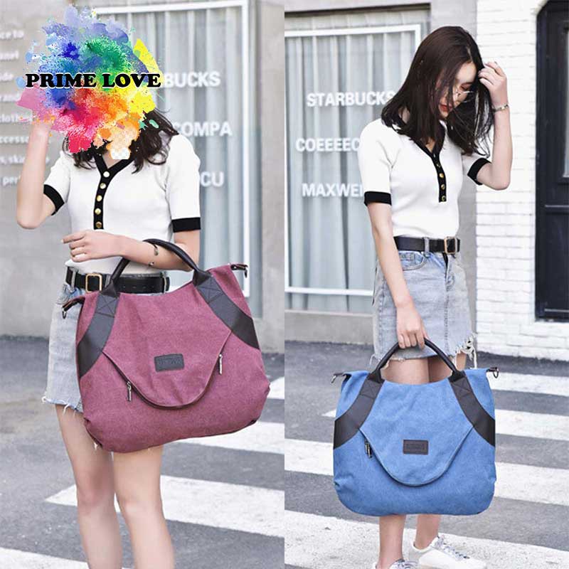 Tas Wanita Selempang Kanvas Kapasitas Besar Tas ShoulderBag Simple Casual Terbaru -TW1844