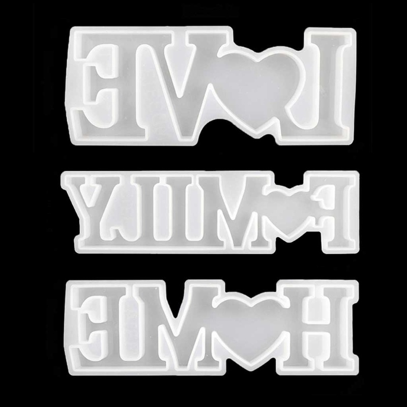 SIY  3 Pcs LOVE FAMILY HOME English Alphabet Decorations Crystal Epoxy Resin Mould