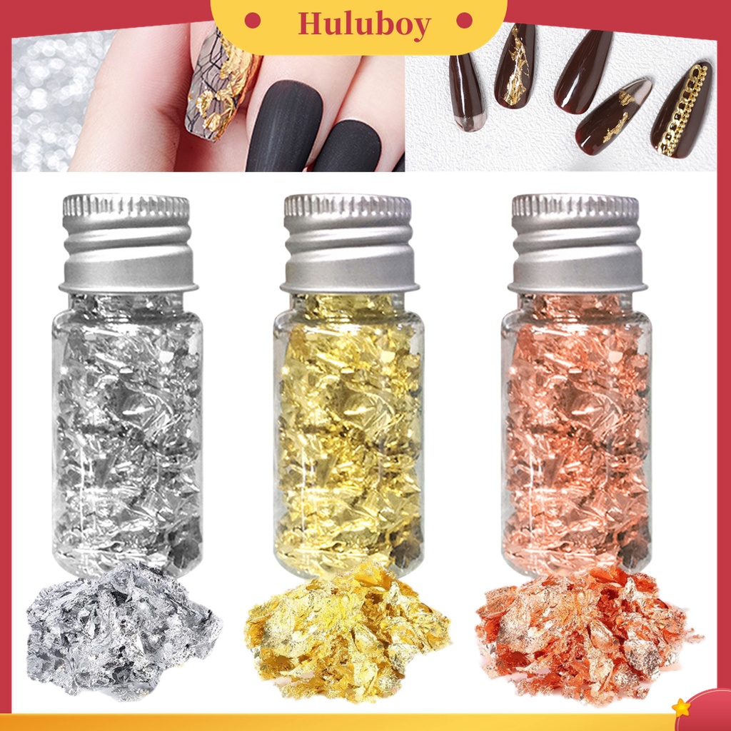 Huluboy Huluboy♡ 3 Botol Kertas Foil Warna Emas Multifungsi Untuk Manicure