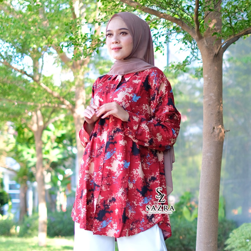 XXL XXXL Kemeja Bigsize Motif Abstrak Bahan  Rayon  Print  