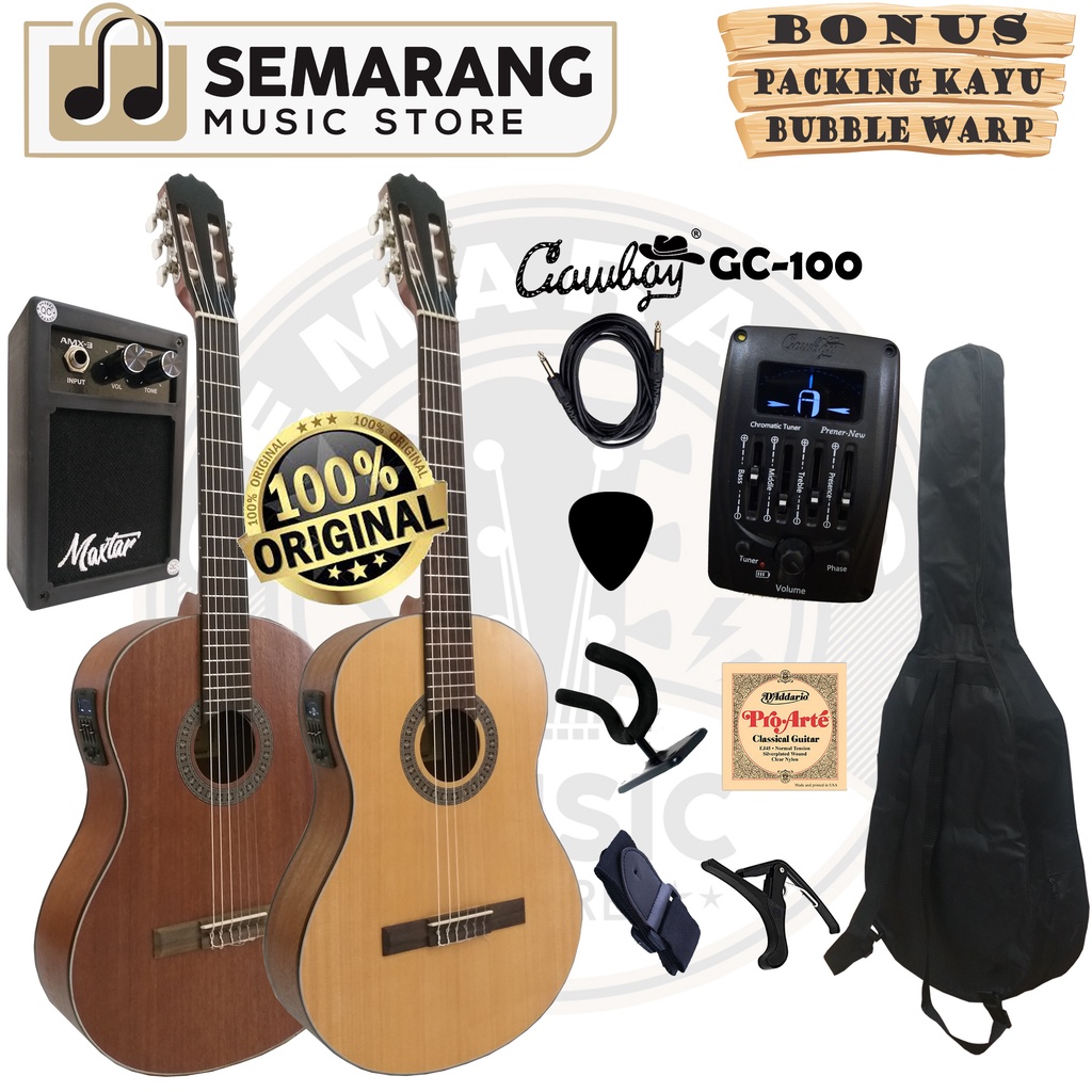 ORIGINAL!!! Gitar Klasik Elektrik Import Merk Cowboy CG-100 NA CG 100 NS Equalizer Tuner Prener New