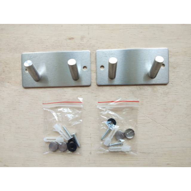 GANTUNGAN BAJU STAINLESS PLATE DOUBLE HOOK BDH-200/CANTOLAN BESI MULTIFUNGSI/CANTOLAN DINDING