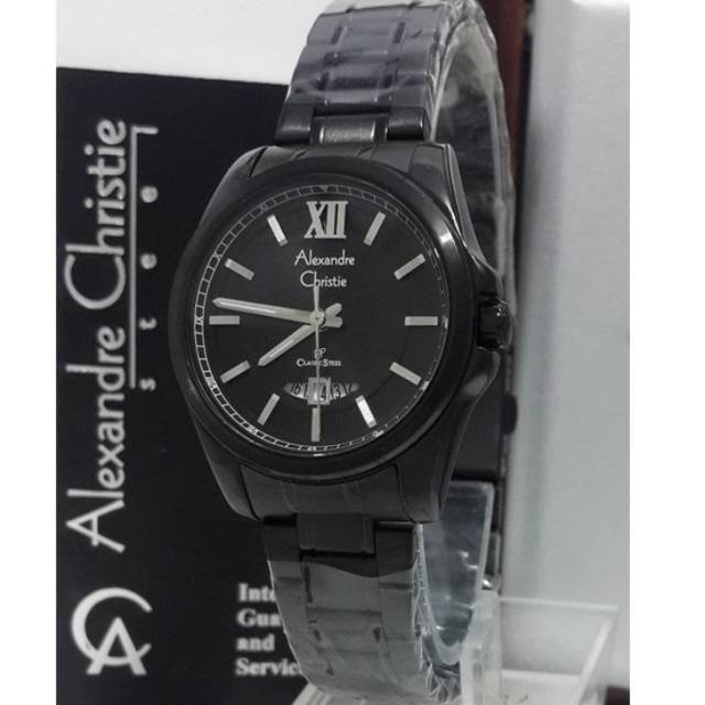 Jam Wanita AC Alexandre Christie 8473 Full Black Original.