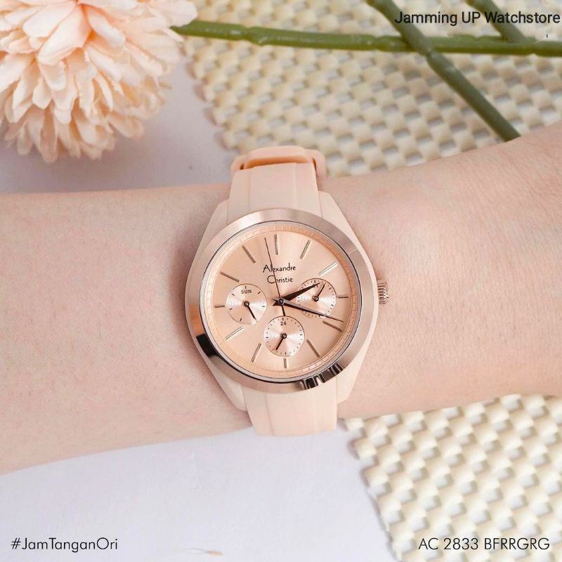JAM TANGAN WANITA ALEXANDER CHRISTIE AC 2833 RUBBER STRAP ORIGINAL GARANSI RESMI AC2833