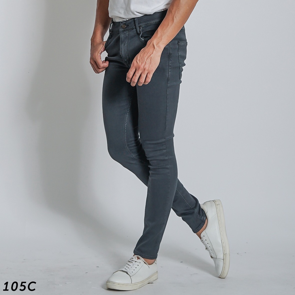 HSRM - 105 (BISA COD) Skinny Jeans Full Black Celana Panjang Pria Hitam Pekat Soft Jeans Strech