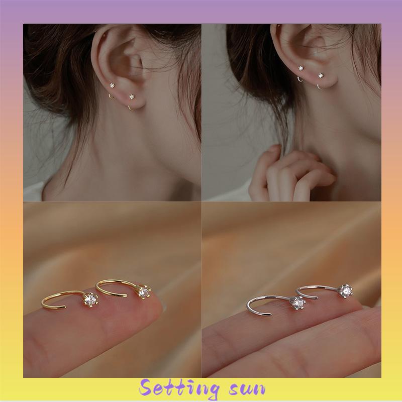 Anting Zirkon Temperamen Fashion Wanita Tidur Gratis Melepas Anting-Anting Trendi Yang Indah TN TN