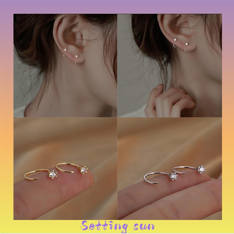 Anting Zirkon Temperamen Fashion Wanita Tidur Gratis Melepas Anting-Anting Trendi Yang Indah TN TN