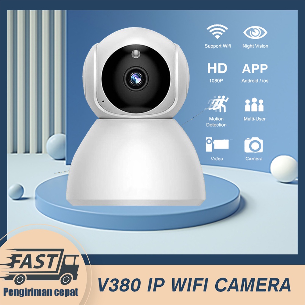 CCTV V380 IP Kamera Mini 2MP HD 1080P Nirkabel WiFi Yeti Kamera Inframerah Pemantauan Gerakan CCTV snowman