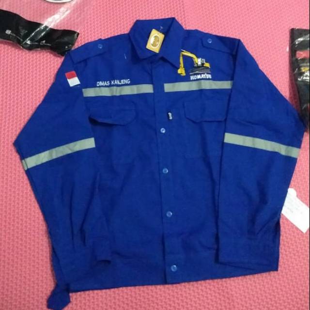 Kemeja seragam kerja proyek/kemeja pria proyek/baju safety pria bahan tebal/bordir murah/kemejapria