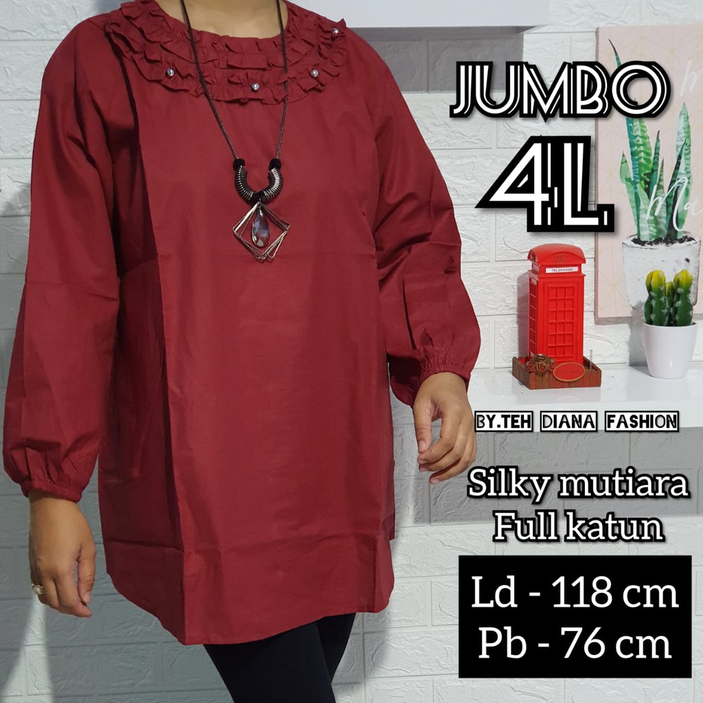 Baju Wanita Jumbo - Blouse Wanita Jumbo - Atasan Wanita Jumbo Silky Mutiara Ld 118-1
