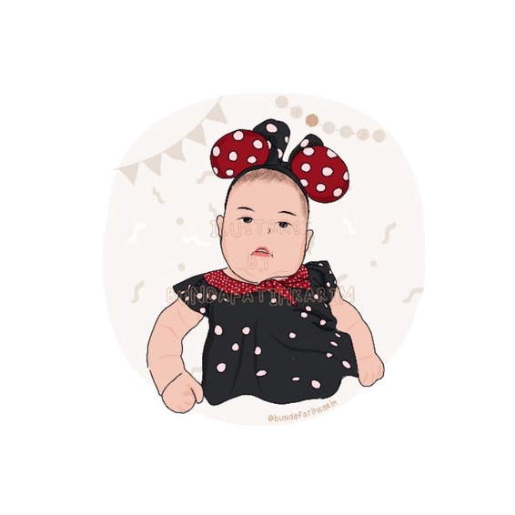 Ilustrasi Half Body Baby