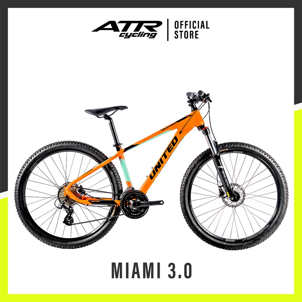 Sepeda Gunung MTB AL 27,5-24 SP UNITED MIAMI 3.00 (M) (20) OR-BK-AQ