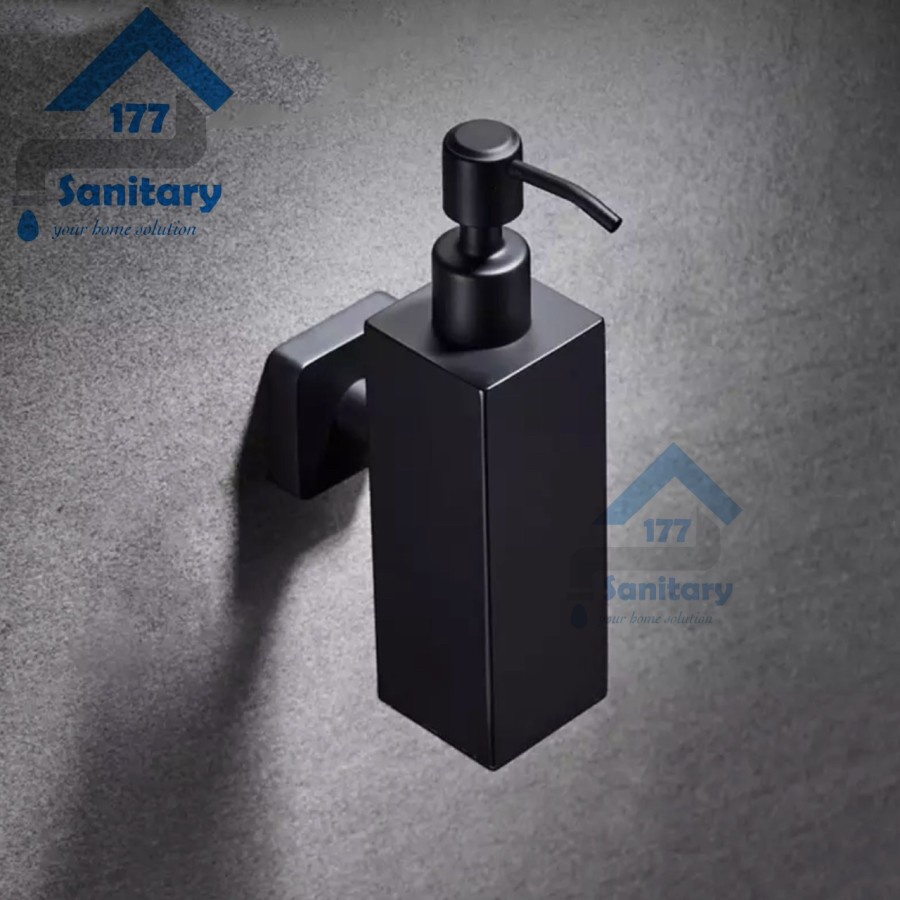 Tempat Sabun Cair 350ml Kotak B35-Dispenser Soap Shampoo Shampo Model Botol Kotak Hitam Black SUS 304