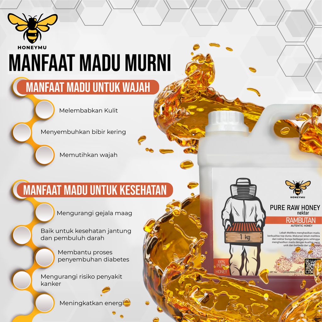 Madu Murni Asli Honeymu Nektar Rambutan 80gr