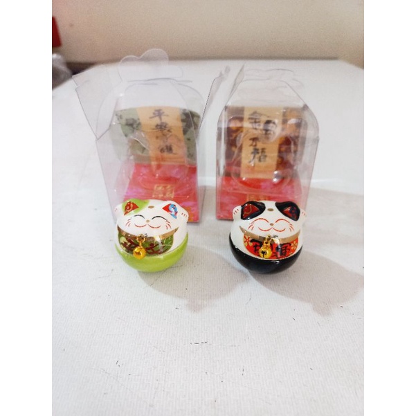 Maneki Neko Mini / Kucing Hoki Keramik / Lucky cat keramik / Pajangan Dashboard mobil / Kucing Hoki 