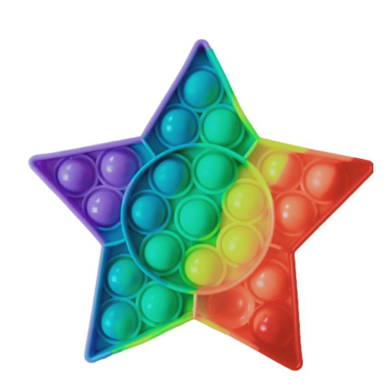 MAINAN ANAK VIRALL FIDGET PUSH /POP IT PELANGI RAINBOW MOTIF LUCU MURAH MERIAH-Bintang