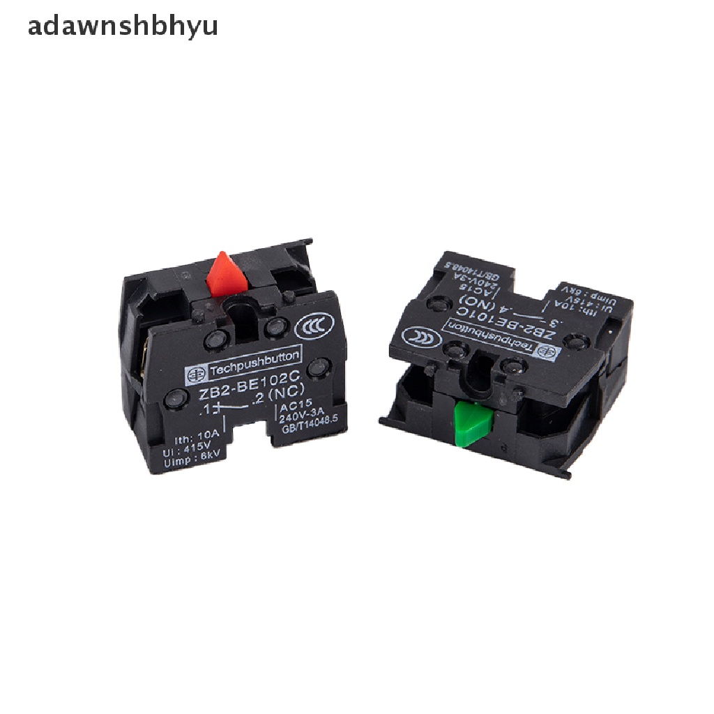 Adawnshbhyu 2pcs XB2 Push Button Switch ZB2-BE102C(NC) Blok Kontak ZB2-BE101C (NO)